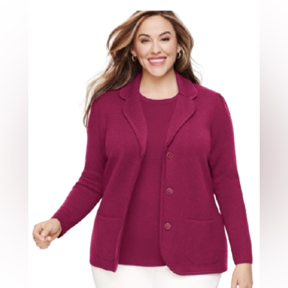 Talbots Sweaters - Talbots Women's Vibrant  Berry Cardigan sweater blazer Large